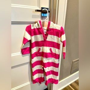 Old Navy hooded striped sweater onesie, size 12-18 months